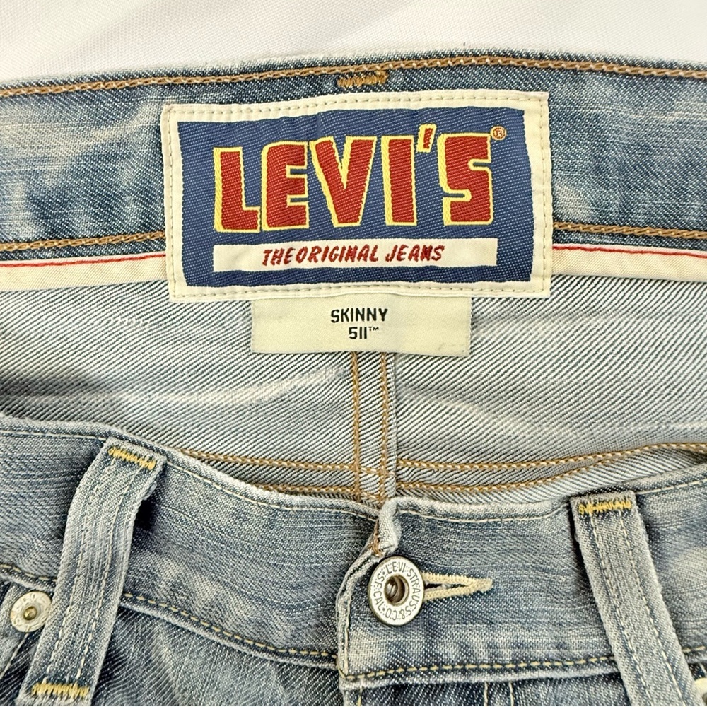Vintage Men's Levi's Original 511 Skinny Jeans Medium Wash Size 34x32 Light blue - Picture 2 of 13